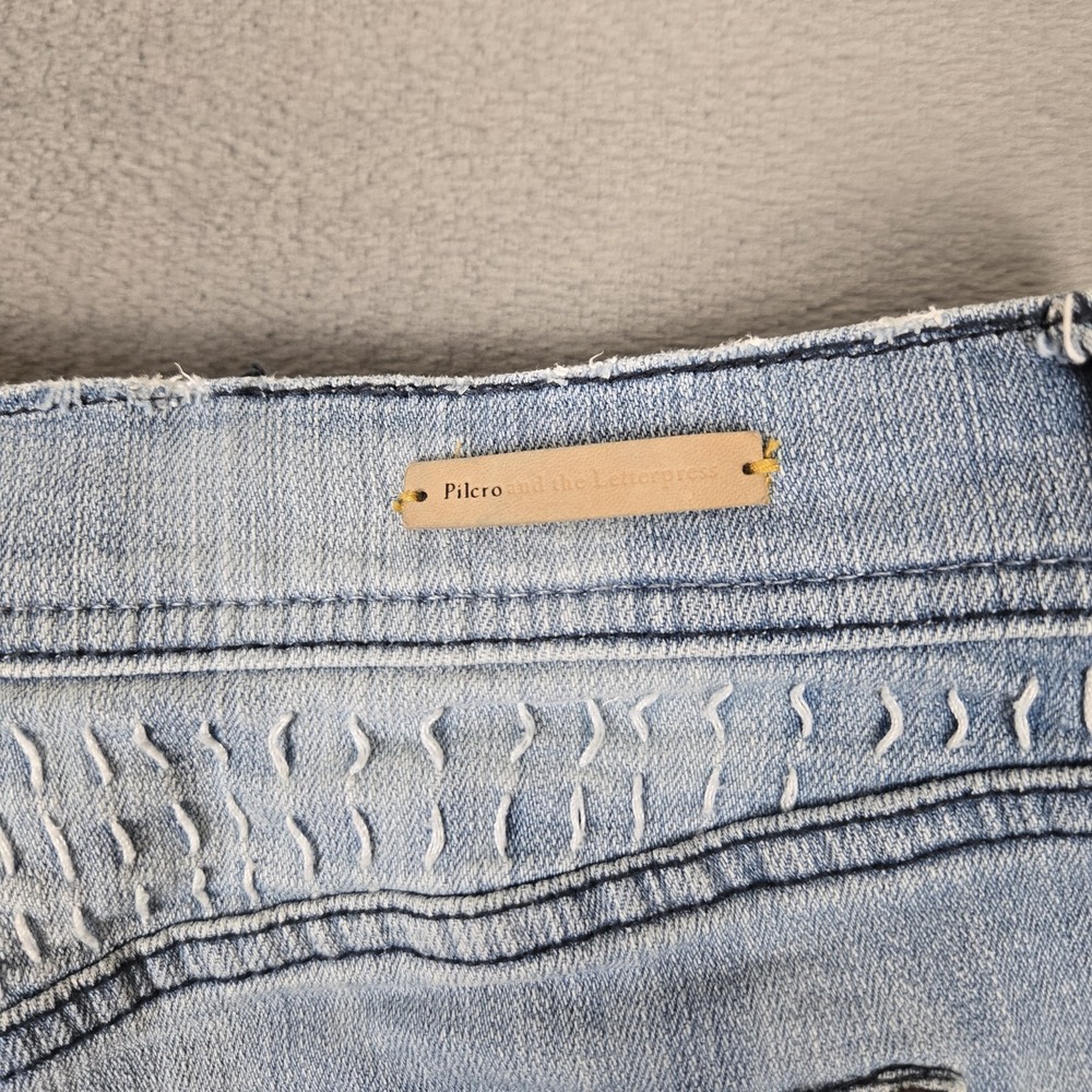 Anthropologie Pilcro HYPHEN Jean Shorts Womens 27 Embroidered Cuffed Denim - Picture 6 of 11